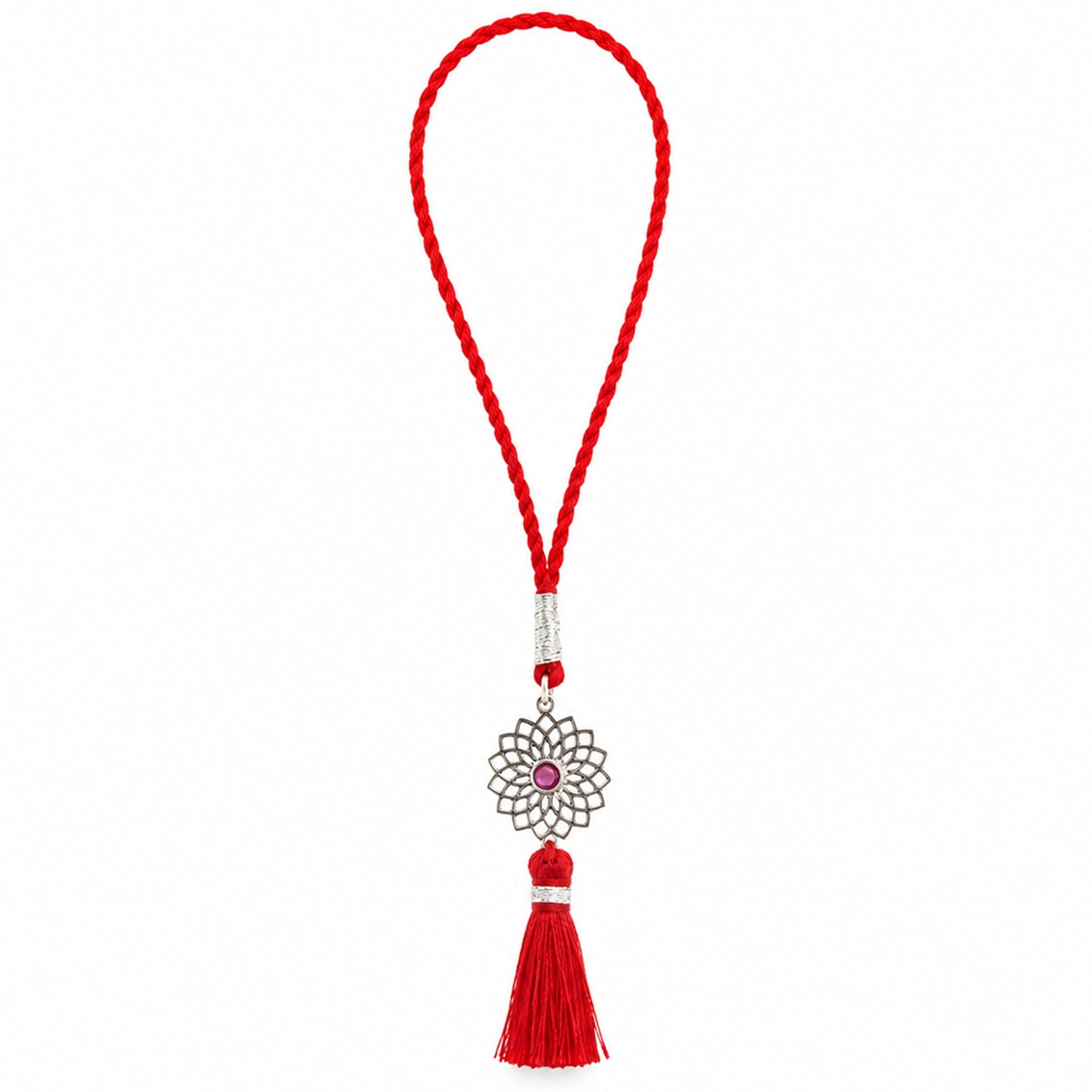 Elegant Floral Mandala 925 Silver Lumba Rakhi for Bhabhi (ALVINA Signature)