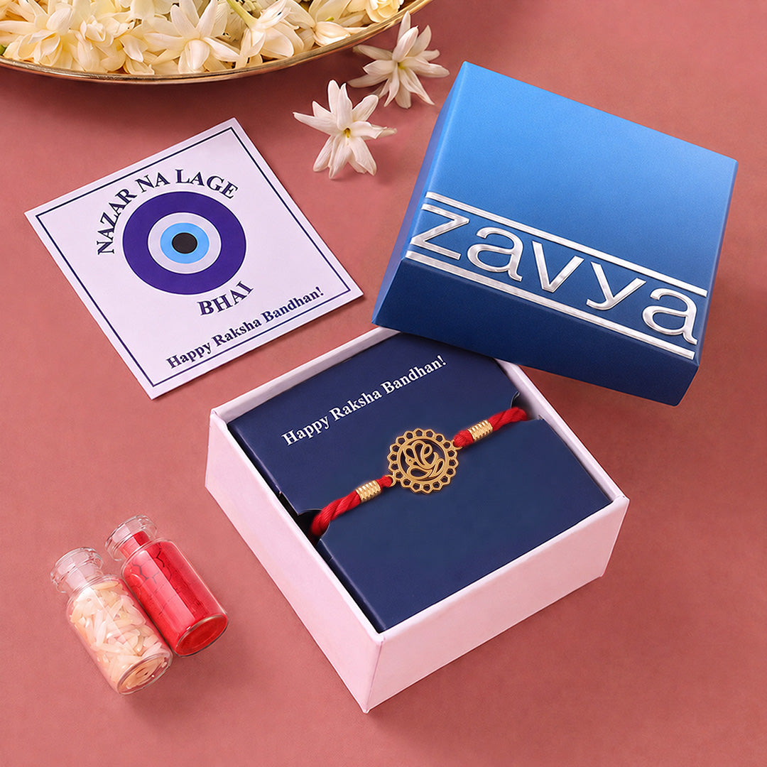 Eternal Ganesha Gold Plated Silver Rakhi (ALVINA Signature)