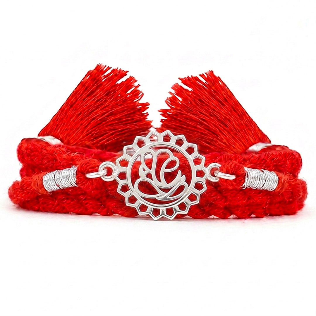 Divine Floral Ganesha Silver Rakhi (ALVINA Signature)