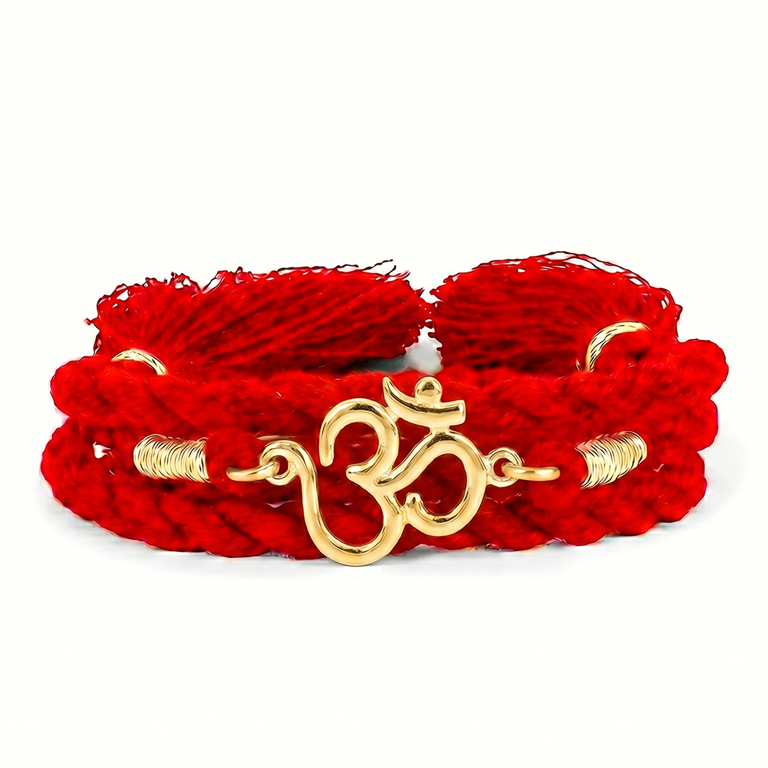 Sacred Om Gold Plated 925 Silver Rakhi with Tassel