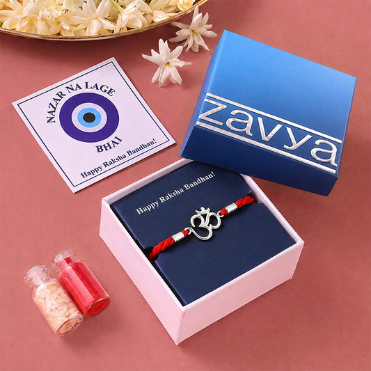 Sacred Om Rhodium Plated Silver Rakhi (ALVINA Signature)
