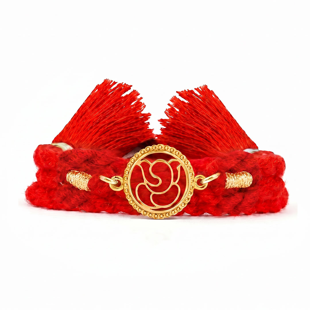Divine Abstract Ganesha Gold Plated Silver Rakhi (ALVINA Signature)