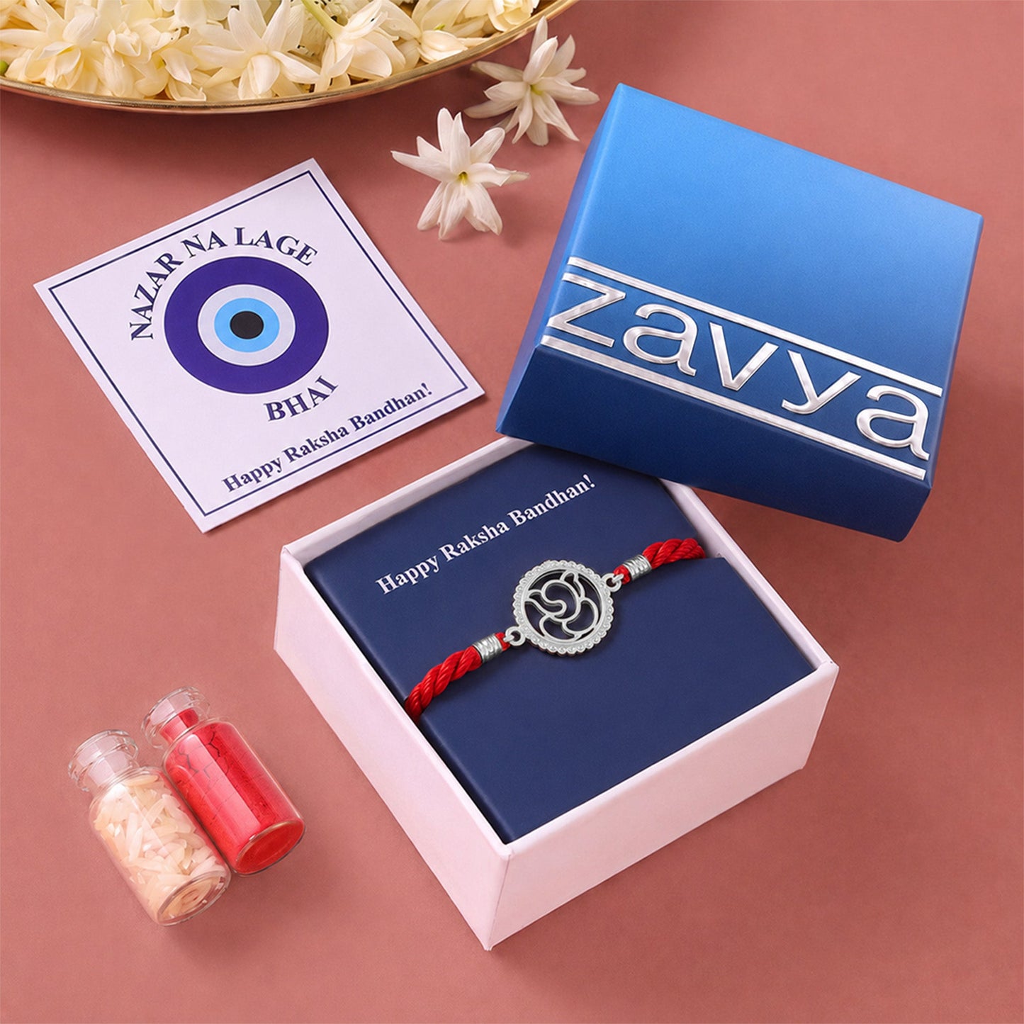 Divine Abstract Ganesha Silver Rakhi (ALVINA Signature)