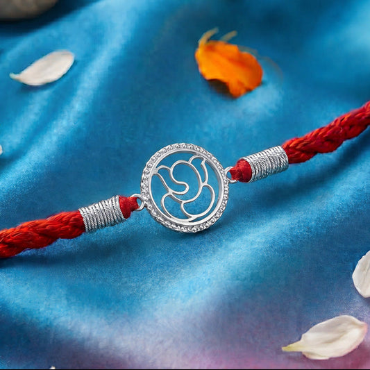 Divine Abstract Ganesha Silver Rakhi (ALVINA Signature)