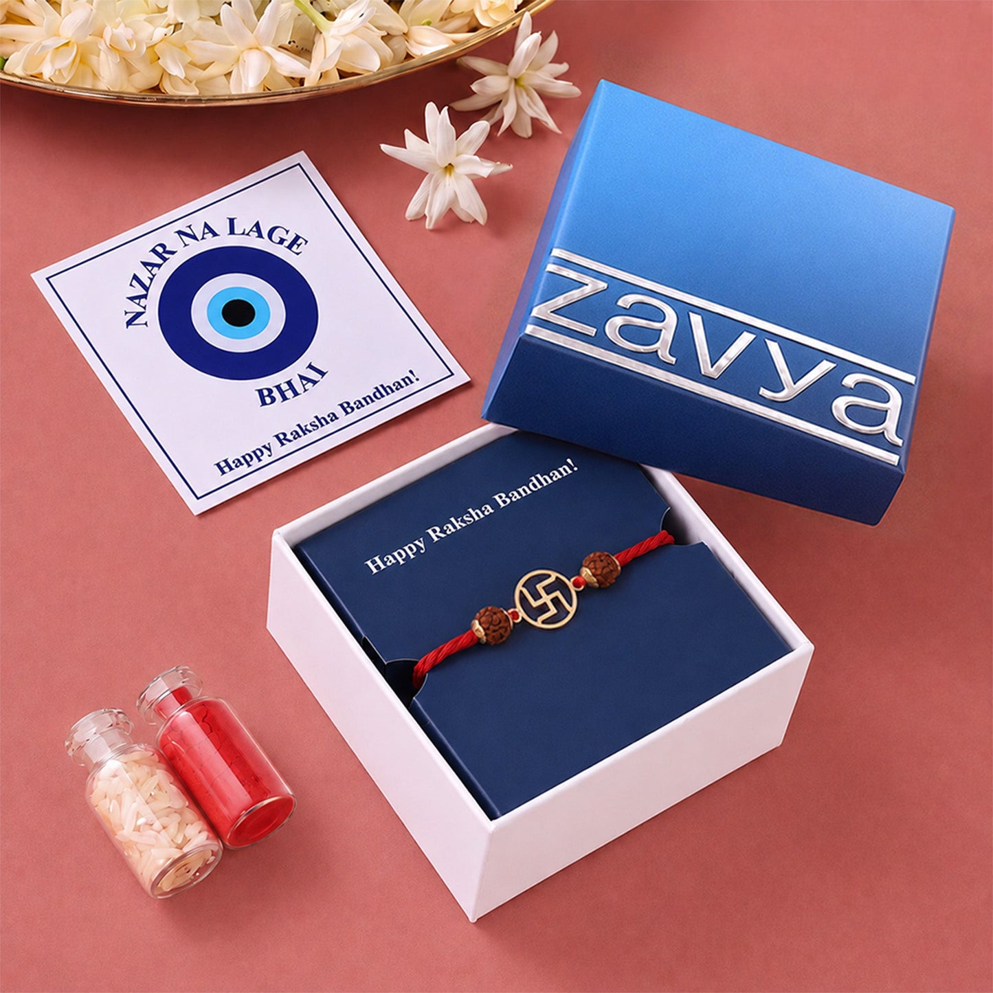 Shubh Swastik Gold Plated Silver Rakhi (ALVINA Signature)