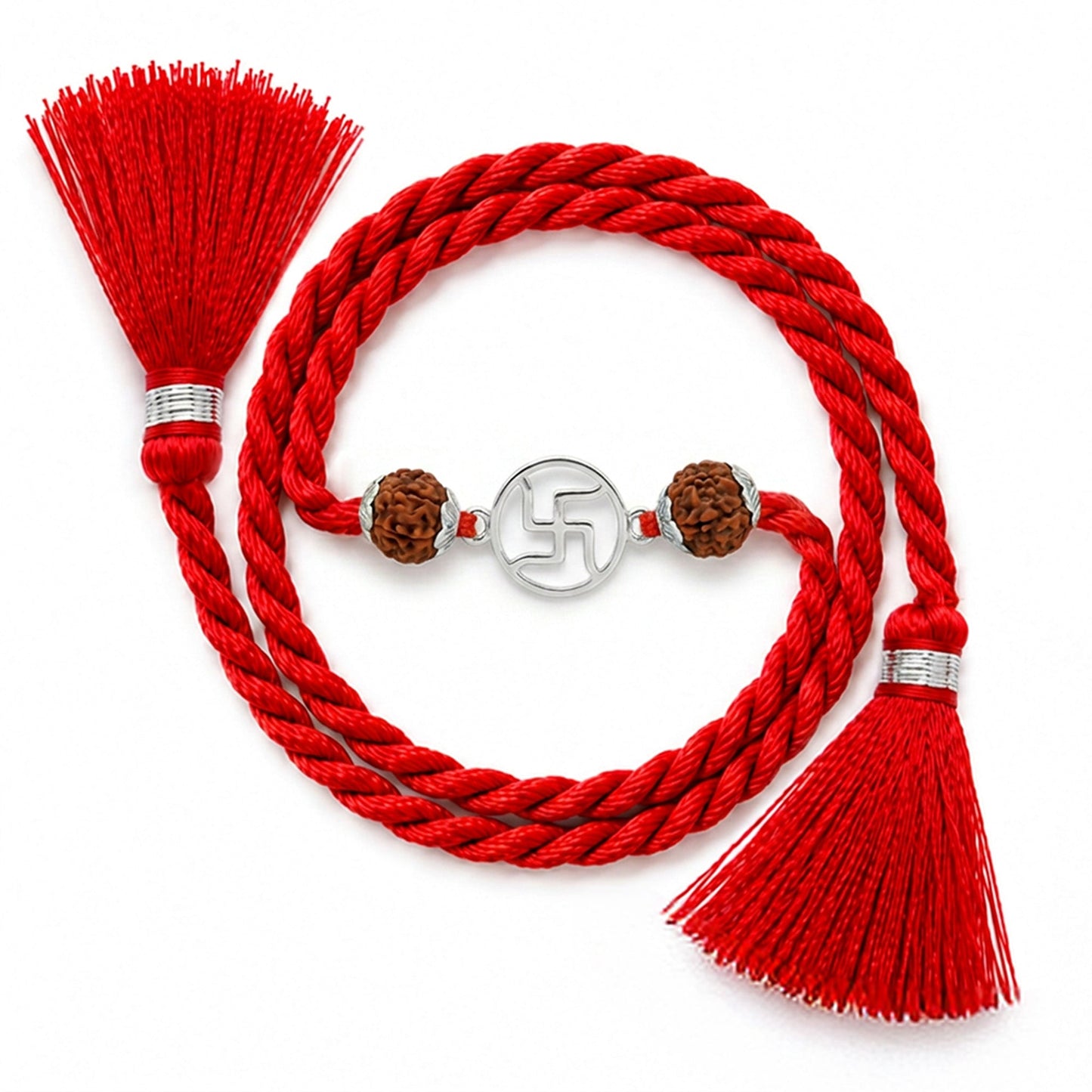 Shubh Swastik Rhodium plated Silver Rakhi (ALVINA Signature)