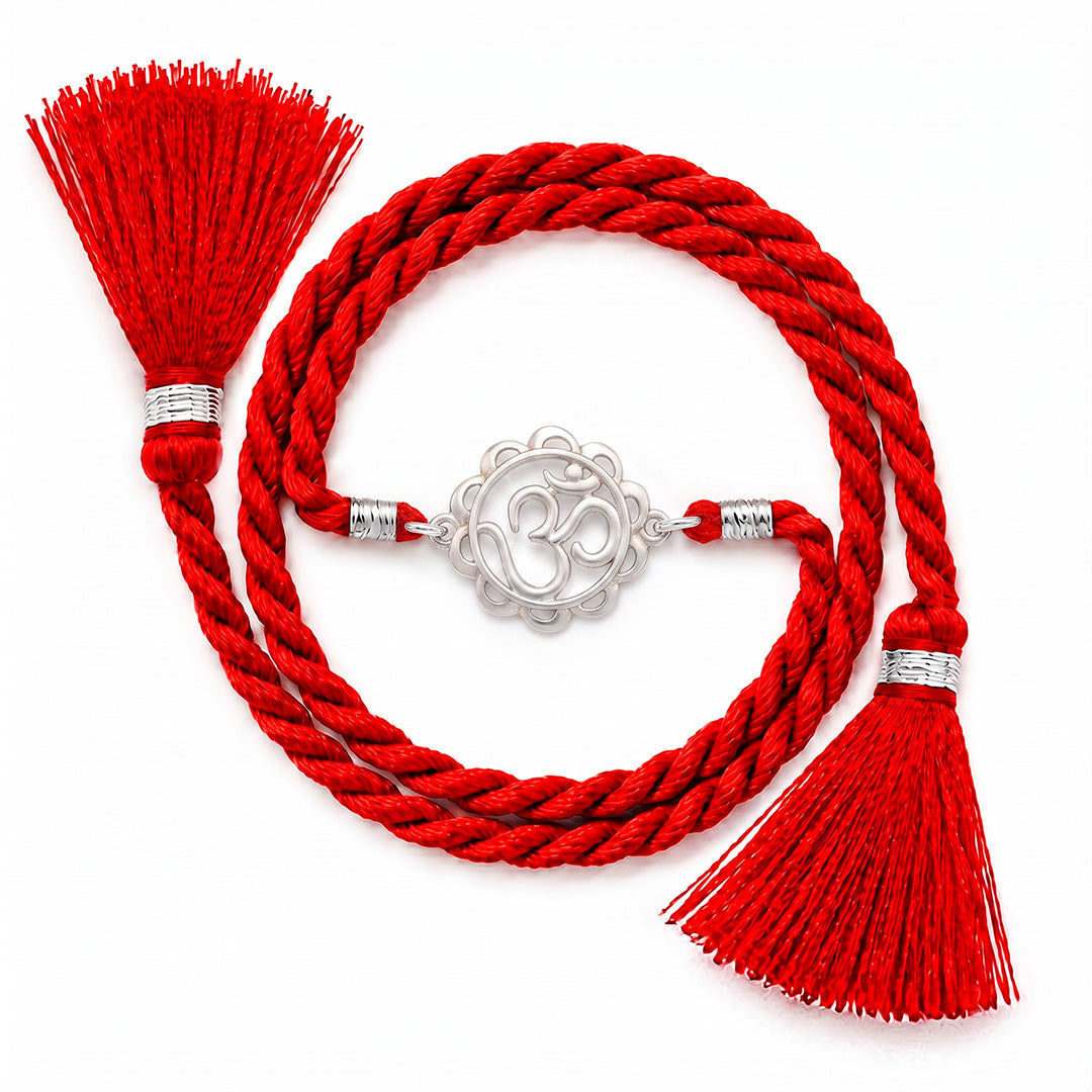 Divine Om Rhodium Plated Silver Rakhi (ALVINA Signature)
