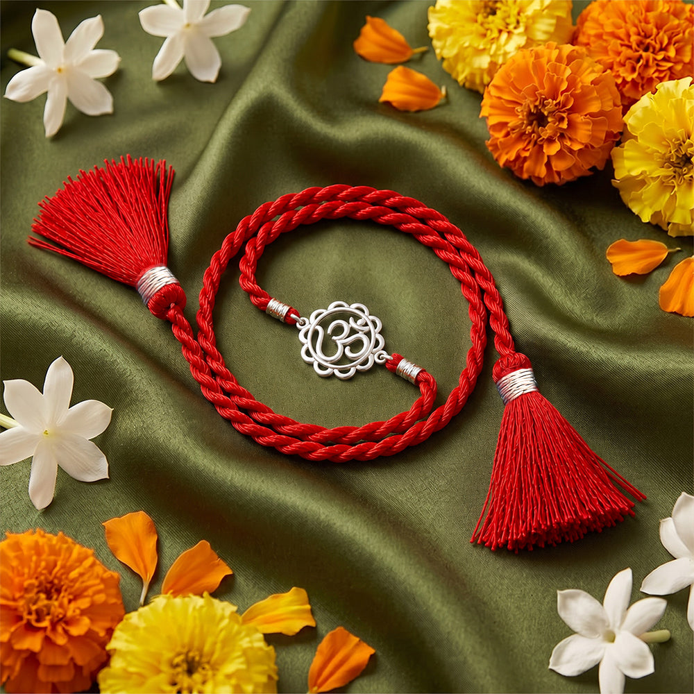 Divine Om Rhodium Plated Silver Rakhi (ALVINA Signature)