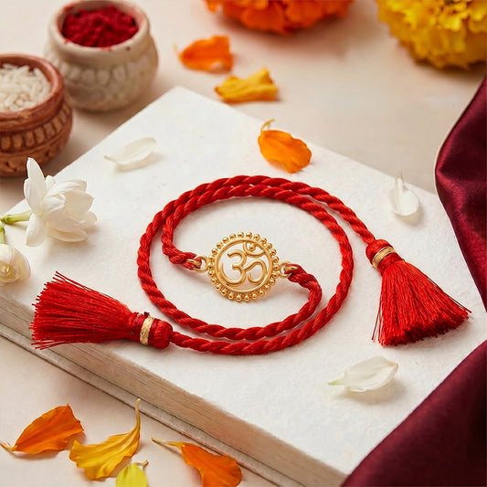 Mandala Om Gold Plated 925 Silver Rakhi