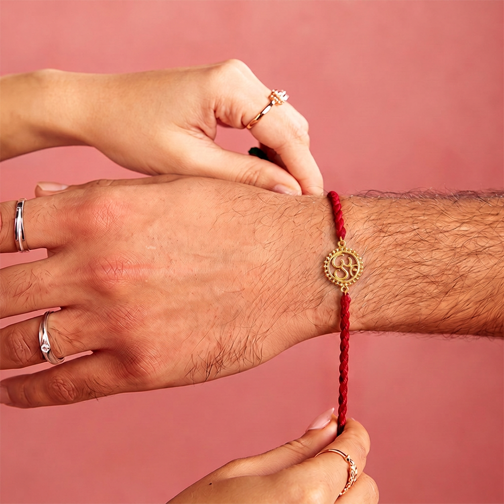 Mandala Om Gold Plated 925 Silver Rakhi