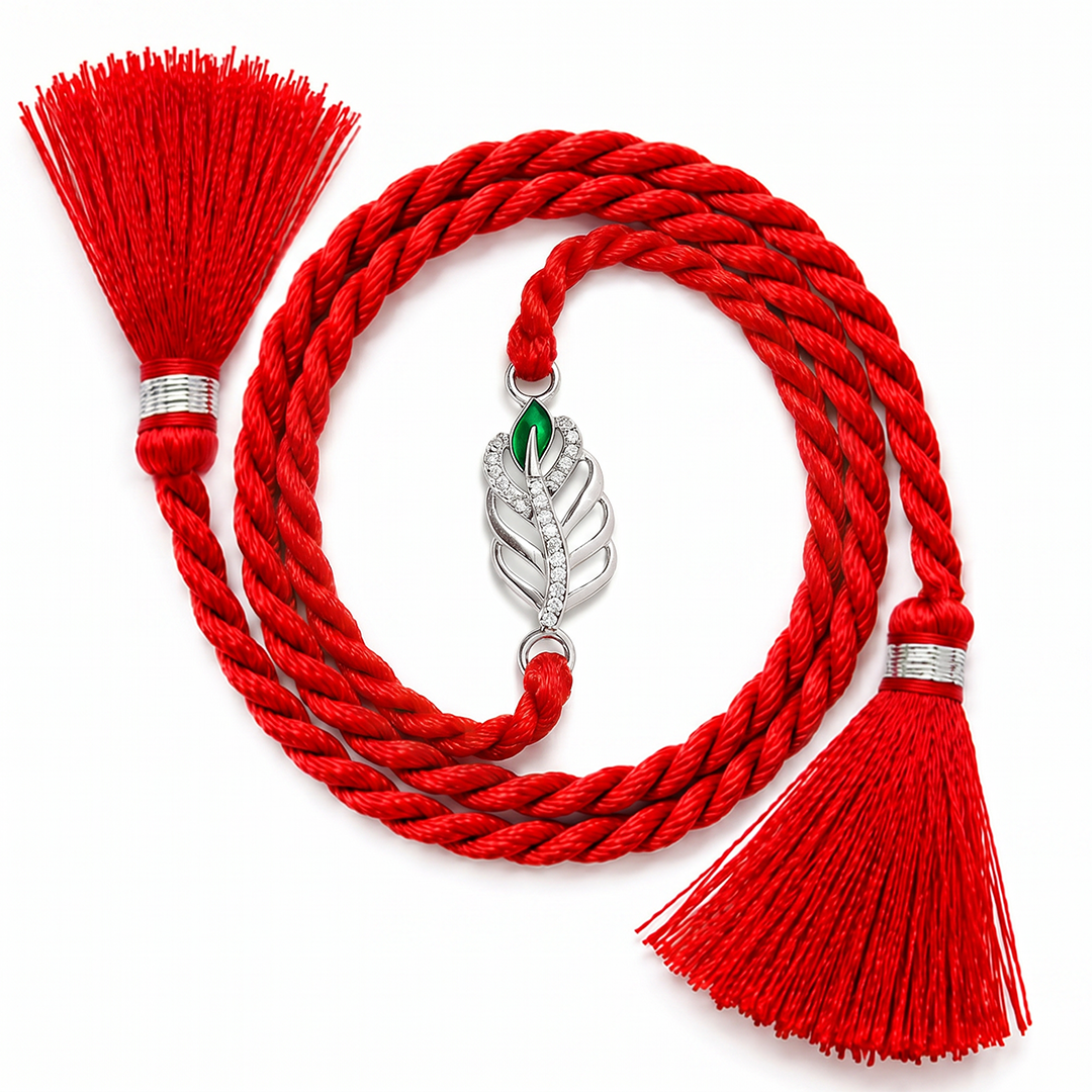 Divine Peacock Feather Rhodium Plated Silver Rakhi (ALVINA Signature)