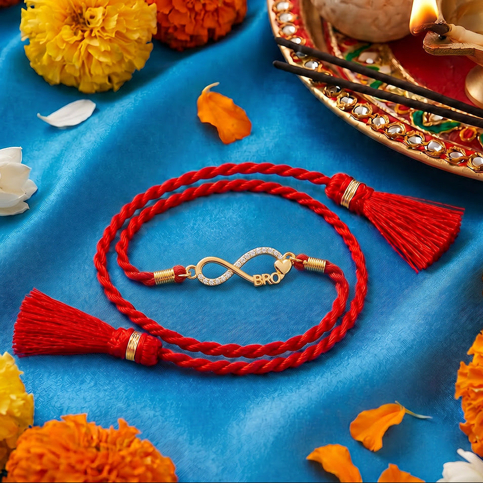 Infinity Bro Gold Plated 925 Silver Rakhi