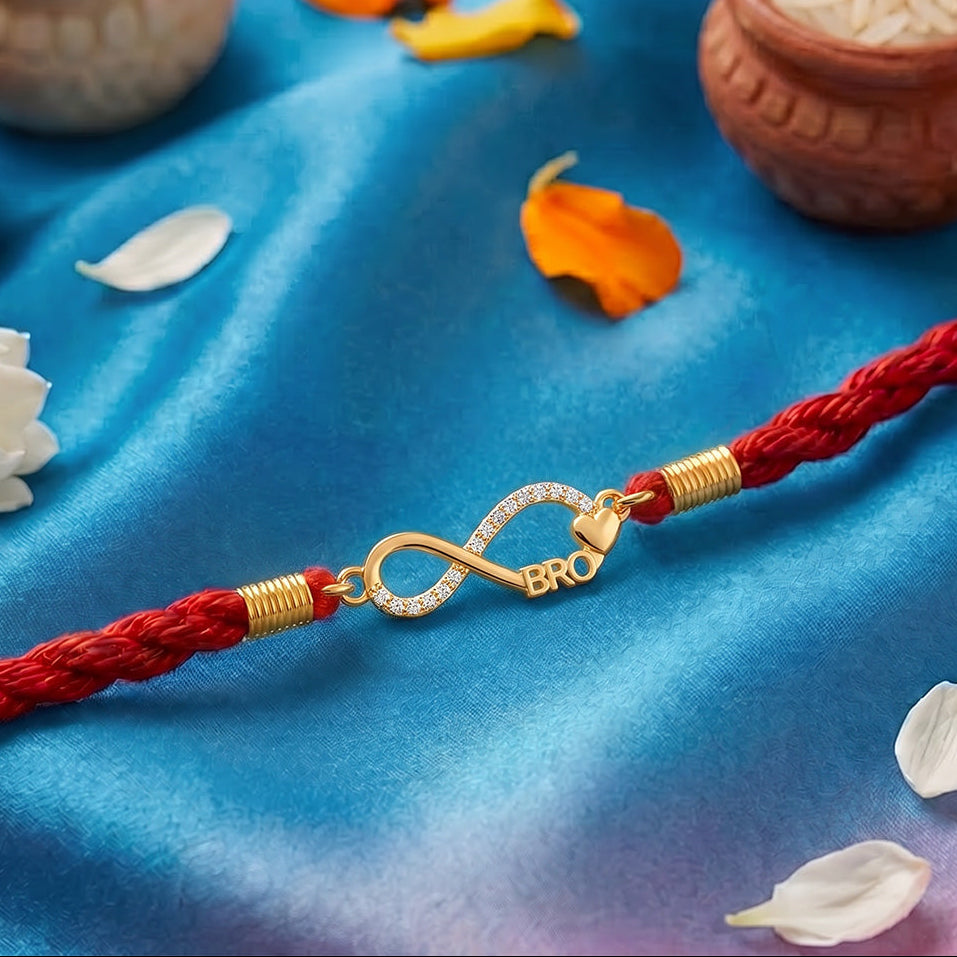 Infinity Bro Gold Plated 925 Silver Rakhi