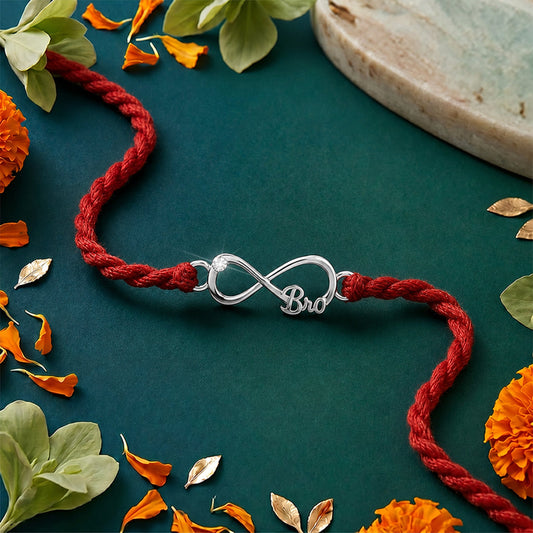 Infinity Bro Eternal Bond Rhodium Plated Silver Rakhi (ALVINA Signature)