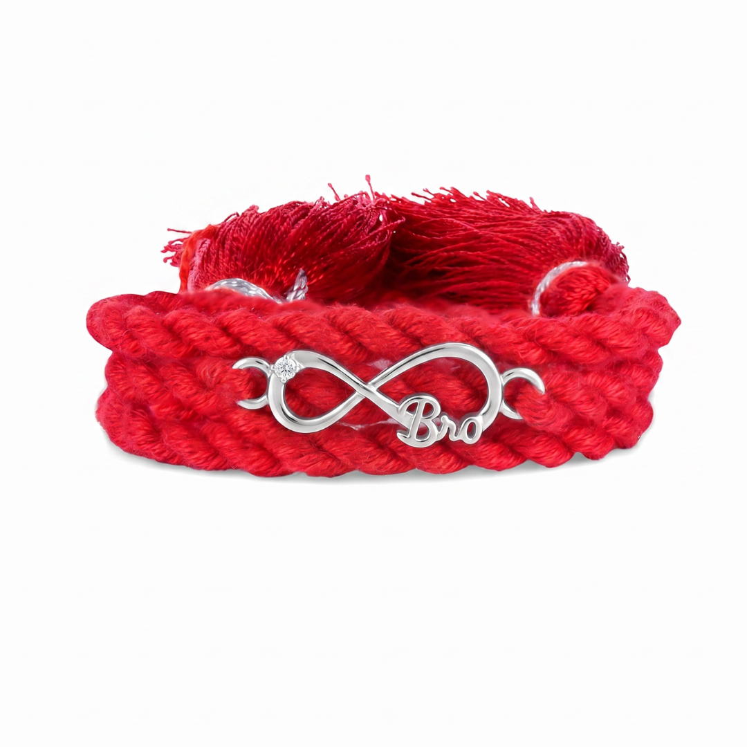 Infinity Bro Eternal Bond Rhodium Plated Silver Rakhi (ALVINA Signature)