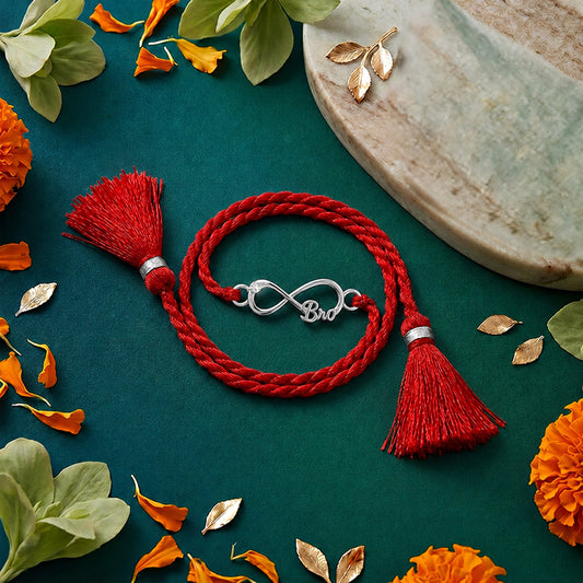 Infinity Bro Eternal Bond Rhodium Plated Silver Rakhi (ALVINA Signature)