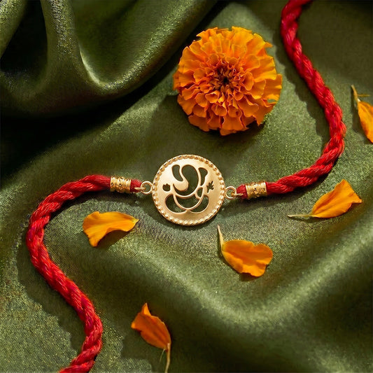Divine Ganesha Gold Plated 925 Silver Rakhi