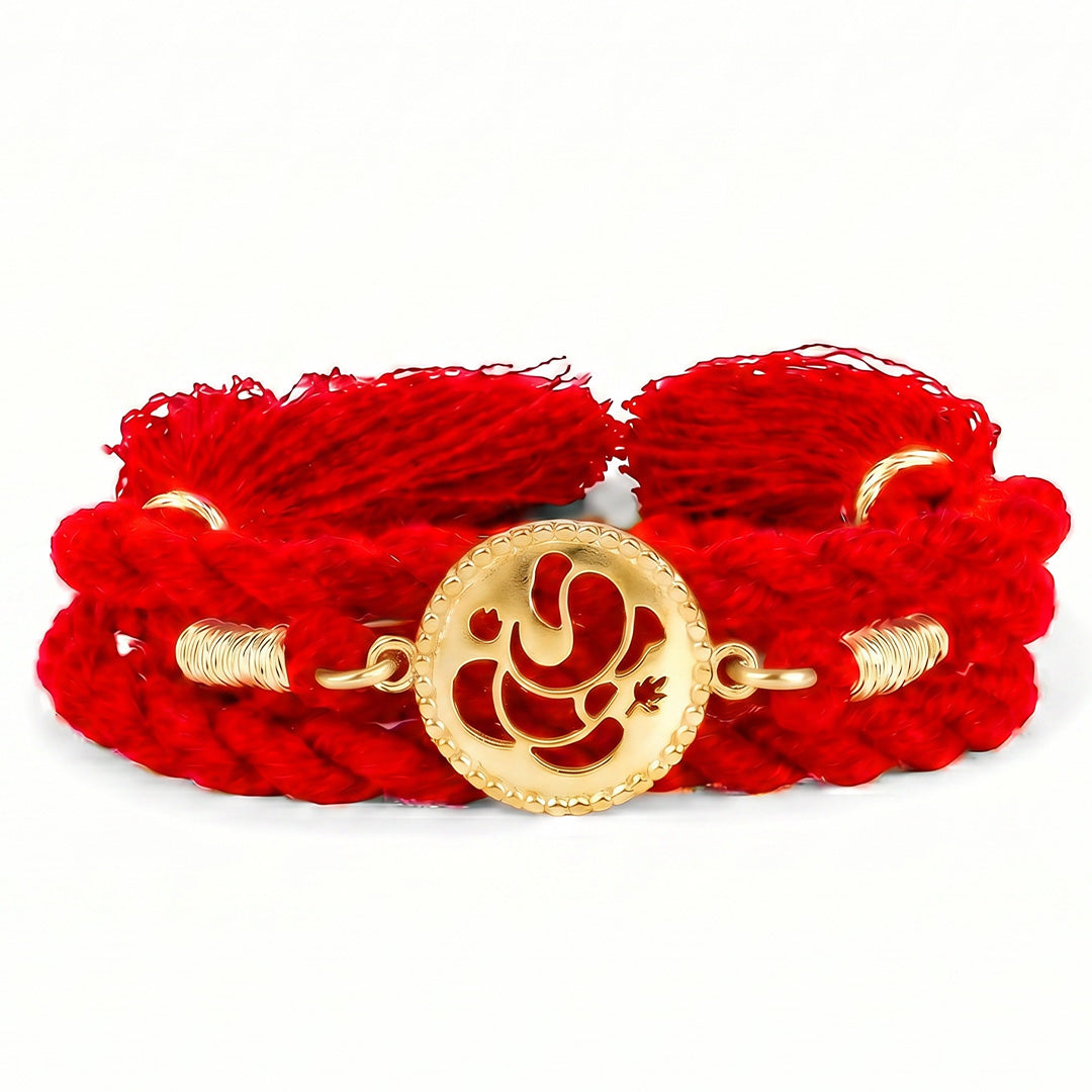Divine Ganesha Gold Plated 925 Silver Rakhi