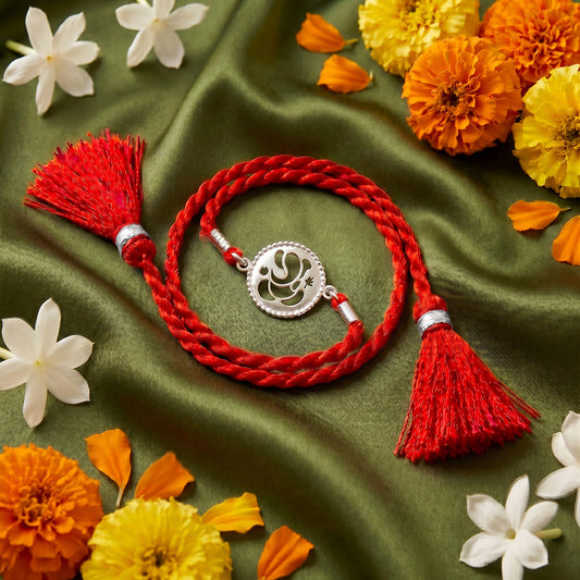 Divine Ganesha Rhodium Plated 925 Silver Rakhi