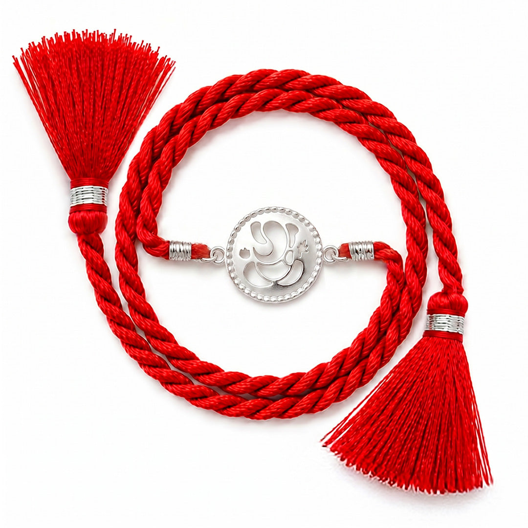 Divine Ganesha Rhodium Plated 925 Silver Rakhi