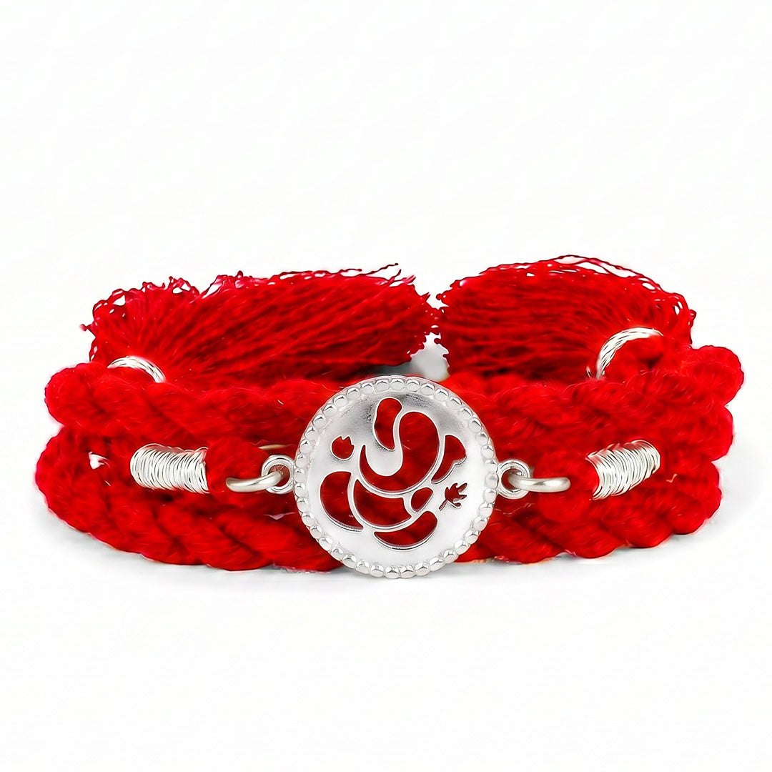 Divine Ganesha Rhodium Plated 925 Silver Rakhi