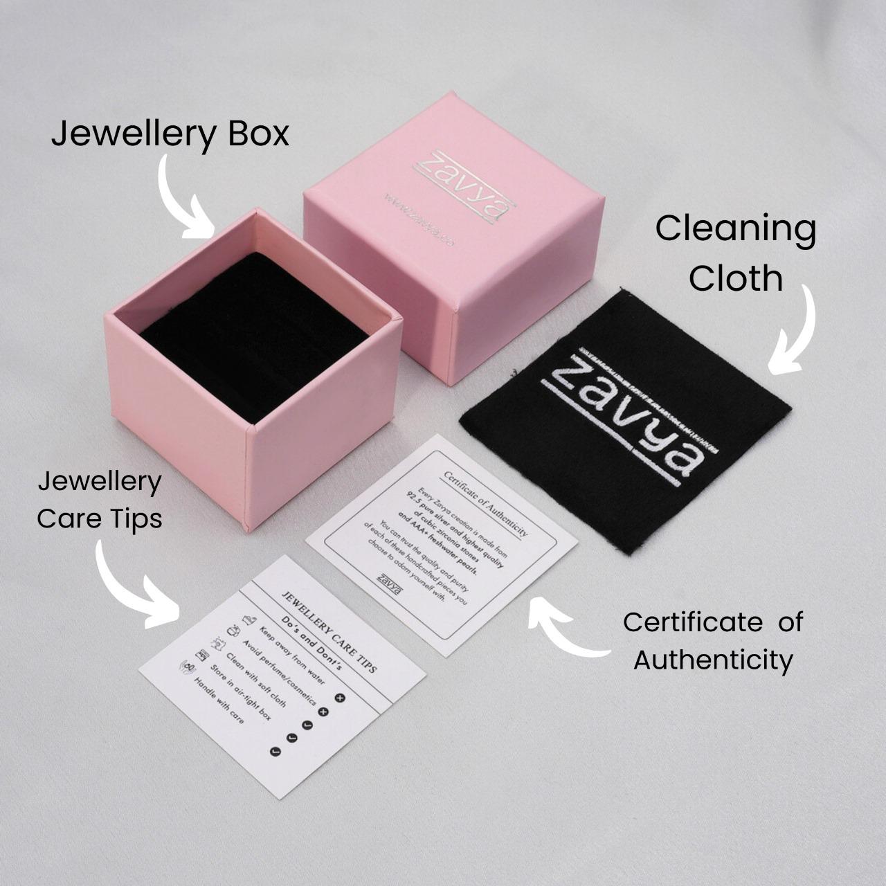 CZ Studded Floral Rose Gold 925 Sterling Silver Stud Earrings Gift Hamper