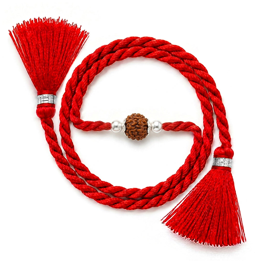 Divine Rudraksha Rhodium Plated 925 Silver Rakhi (ALVINA Signature)