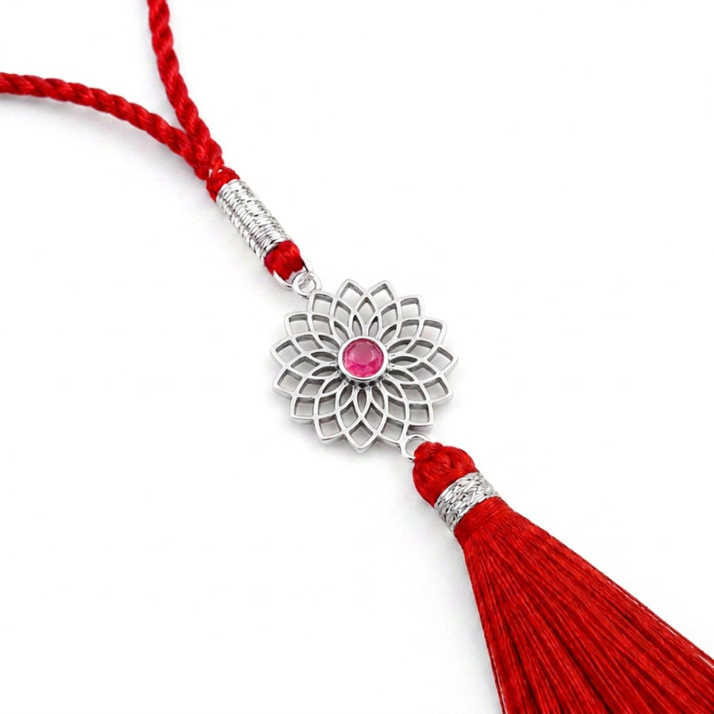 Elegant Floral Mandala 925 Silver Lumba Rakhi for Bhabhi (ALVINA Signature)